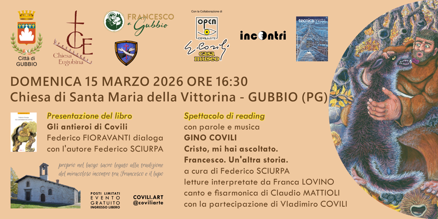 #INCONTRI&nbsp;>&nbsp;PRESENTAZIONE DEL LIBRO PIU' SPETTACOLO DI READING =&nbsp;GUBBIO,&nbsp;CHIESA&nbsp;DI SANTA MARIA DELLA VITTORINA&nbsp;-&nbsp;15&nbsp;marzo&nbsp;2026