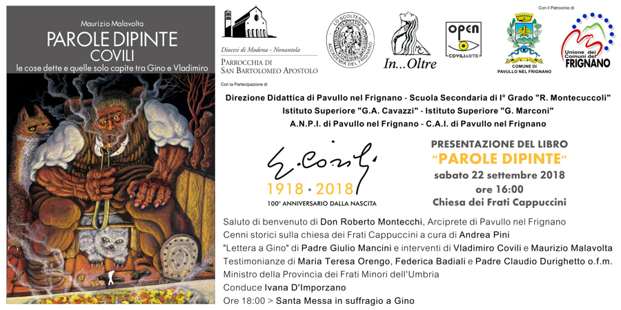 PAROLE DIPINTE - COVILI - LE COSE DETTE E QUELLE SOLO CAPITE TRA GINO E VLADIMIRO = Pavullo nel Frignano (MO), Chiesa dei Frati Cappuccini - sabato 22 settembre 2018